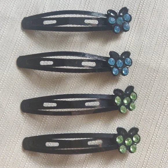 Solid Snap Matte Hair Clip | Butterfly Gemstone Heart Shaped | Set of 14 - Picture 2 of 10